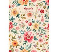 Agenda 2026: Semainier grand format A4 - Une semaine sur deux pages, de janvier à décembre - Français - Couverture fleurs