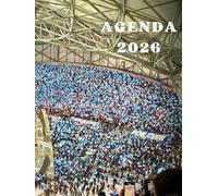 Agenda 2026 supporters football de Marseille: semainier professionnel, 2 pages par semaine avec heure, format A4- image tribune stade de luxe- lettrage stylisé- ultras -cadeau