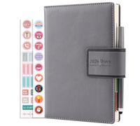 Agenda 2026 une page par jour, planificateur de productivité sur 12 mois, de janvier 2026 à décembre 2026, agenda journalier à couverture rigide avec stylo, porte-stylo, autocollants, marque-pages