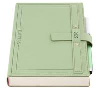 Agenda 2027 2027, format A5, jour par page, de janvier à décembre, 12 mois par page, avec stylo, onglets mensuels colorés, 3 marque-pages, poche intérieure (vert)