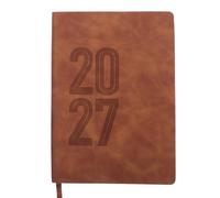 Agenda 2027 Anglais avec Planning Journalier 365 Jours, Couverture Rigide | Papier Café, Coins Arrondis, Navigation Claire, pour Réunions et Suivi de Projet au Travail