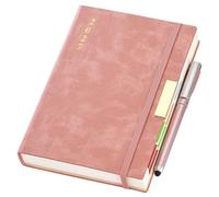 Agenda 2027 annuel 2027 d'une page par jour de janvier à décembre - Couverture rigide avec onglets mensuels colorés, stylo, boucle pour stylo, poche intérieure, marque-pages (rose)