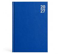 Agenda 2027 format A5 un jour par page avec fente pour demi-heure - Couverture rigide - Demi-page pour samedi et dimanche - Organiseur avec ruban marque-page pour entreprise, bureau, maison (bleu vif)
