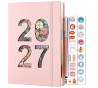 Agenda 2027, format A5, une page par jour, un jour par page, journal académique A5 de janvier 2027 à décembre 2027, agenda quotidien avec couverture rigide, avec stylo, onglets mensuels, poche