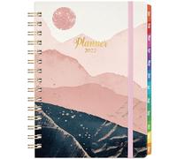 Agenda 2027 - Semainier et Mensuel 2027 - Janvier 2027 à Décembre 2027 - 16 cm x 21,3 cm - Poche arrière + Papier épais + Reliure double spirale - Lune rose