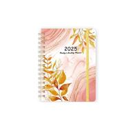 Agenda 365 jours 2025 en anglais, planificateur hebdomadaire, mensuel, fleurs, carnet de notes, organisateur, liste tâches, agenda A5(Style2)