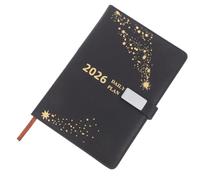 Agenda A5 2026 en PU Noir, Carnet D'affaires Quotidien pour Notes | Index Mensuel Intégré, Format Compact pour Professionnels et Étudiants, Usage Scolaire, Gestion Claire des Tâches