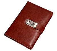 Agenda A5 de couleur unie, carnets et journaux, agenda avec mot passe, bureau, cahiers d'affaires, fournitures scolaires pour l'organisation quotidienne personnelle(Brown)
