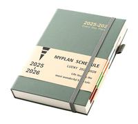 Agenda académique 2025-2026 2025-2026 A5 un jour par page - Agenda académique journalier et mensuel avec passant pour stylo, onglets mensuels colorés, poche intérieure - Vert