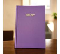 Agenda académique 2025-2026 à couverture rigide avec couverture rigide - 1 jour par page - Agenda scolaire - Agenda scolaire - Agenda annuel ligné - Ruban marque-page - Violet