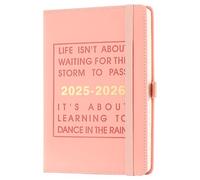 Agenda académique 2025-2026, jour par page, couverture rigide organisée de juillet 2025 à juin 2026, Agenda A5, journalier et mensuel avec registres mensuels