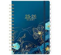 Agenda académique 2025-2026 - Semainier 2025-2026 - A5 - Août 2025 à juillet 2026 - Avec reliure solide à double spirale - Couverture rigide, fermeture élastique - Poche arrière - 21,5 x 15,5 x 1,5 cm