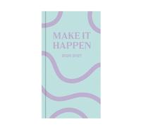 Agenda académique 2026-2027 semainier - Format portefeuille - Format portefeuille - Couverture rigide rembourrée - Organiseur pour enseignant - Motif Make It Happen - Bleu