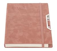 Agenda académique 2026, couverture rigide, journalier par page, mensuel avec onglets, poche intérieure, stylo inclus