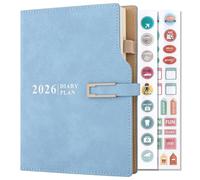 Agenda académique 2026 jour par page A5, Agenda de rendez-vous mi-année 2026 page par jour, 12 mois agenda planificateur quotidien mensuel pour école famille travail (Bleu)