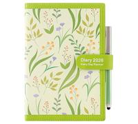 Agenda académique 2026 une page par jour avec couverture souple de janvier 2026 à décembre 2026, format A5, planificateur journalier avec stylo, autocollants, poche arrière, 3 marque-pages (vert clair