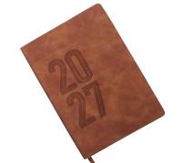 Agenda Anglais 2027, Carnet de Planification Quotidienne 365 Jours | Pages sans Bavure, Papier Anti-effilochage, Coins Arrondis, Couleur Coffee, Format 8,3x5,7 Pouces
