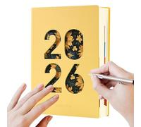 Agenda annuel 2026 - Agenda journalier A5 en cuir synthétique de qualité supérieure, carnet de notes de 365 jours par jour avec emploi du temps, papier résistant à l'encre pour le travail et l'école |
