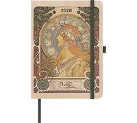 AGENDA ART 2026 ALPHONSE MUCHA -ART NOUVEAU- FORMAT 16X22cm (TN) + offert un agenda de poche 2026