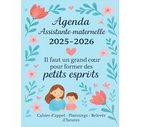 agenda assistante maternelle 2025/ 2026: Planner professionnel en noir et blanc pour assistante maternelle - Suivi des enfants, emploi du temps, tâches administratives - Année scolaire 2025/2026