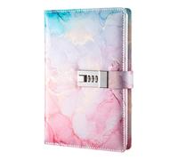 Agenda avec serrure pour filles et garçons - Journal de verrouillage à texture de marbre de 8,6 pouces, mot de passe pour ordinateur portable secret, agendas verrouillables pour cadres professionnels