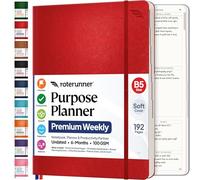 Agenda B5 non daté, mensuel, hebdomadaire, quotidien de productivité 2024, outil professionnel pour professionnels, mamans, étudiants, carnet de notes (19,1 x 24,9 cm, couverture souple rouge)