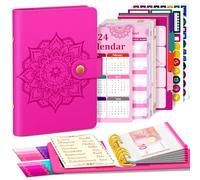 Agenda budgétaire A6 - Avec planificateur 2026 - Carnet de ménage A6 - Enveloppes de planification financière - Dossier d'économie de budget (rouge avec calendrier)