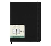 Moleskine Weekly Planner 2025-2026, Agenda Hebdomadaire 18 Mois avec Espace pour Notes, Couverture Souple et Fermeture Élastique, Format XL 19 x 25 cm, Couleur Noire