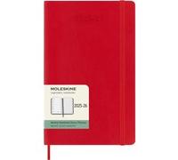 Moleskine Agenda hebdomadaire 2025-2026 18 mois, grand 13×21 cm, souple, élastique, rouge écarlate