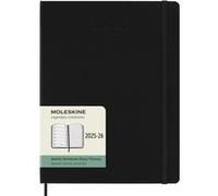 Moleskine Agenda hebdomadaire 2025–2026, 18 mois, espace notes, couverture rigide, XL, noir