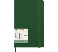 Moleskine Agenda Hebdomadaire, Agenda Hebdomadaire 2026 12 Mois Avec Espace Pour Notes, Avec Couverture Rigide et Fermeture Élastique, Format Large 13x21, Couleur Verte