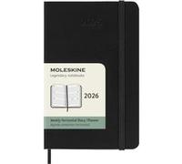 Agenda civil Moleskine 2026 12 mois Semainier Horizontal Format Poche Dur Noir Noir G