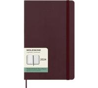 Agenda civil semainier Moleskine 2024 12 mois Grand Format Couverture Dure Rouge Bordeaux Rouge Bordeaux G