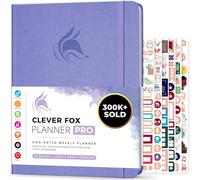 Agenda Clever Fox PRO - Agenda de vie hebdomadaire et mensuel pour augmenter la productivité, la gestion du temps et atteindre vos objectifs - Organisateur, Durée 1 an - A4, Non daté (Lavender)