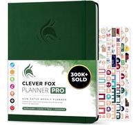Agenda Clever Fox PRO - Agenda de vie hebdomadaire et mensuel pour augmenter la productivité, la gestion du temps et atteindre vos objectifs - Organisateur, Durée 1 an - A4, Non daté (Forest Green)