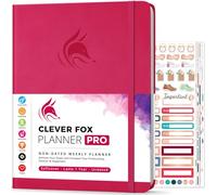Agenda Clever Fox PRO - Agenda de vie hebdomadaire et mensuel pour augmenter la productivité, la gestion du temps et atteindre vos objectifs - Organisateur, Durée 1 an - A4, Non daté (Rose foncé)