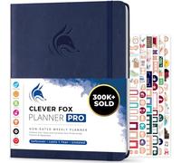 Agenda Clever Fox PRO - Agenda de vie hebdomadaire et mensuel pour augmenter la productivité, la gestion du temps et atteindre vos objectifs - Organisateur, Durée 1 an - A4, Non daté (Dark Blue)