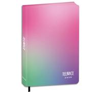 Agenda compatible avec agenda scolaire Teenace Special PU rose vert eau violet dégradé 2025-2026 F.to standard 14 x 3,5 x 18 cm + porte-clé à paillettes et stylo multicolore