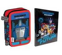 Agenda compatible avec agenda Transformers Earthspark 2025-2026 F.to Standard 20 x 15 cm + trousse scolaire 3 étages avec papeterie + porte-clé sifflet et stylo coloré