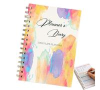 Agenda d'affaires 2025 à spirales - Couverture florale aquarelle pour étude, travail, voyage, notes et devoirs