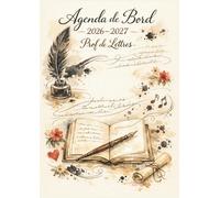 Agenda de bord 2026-2027 Prof de lettres : Cahier relevé de notes, pour 15 classes de 38 élèves | Carnet de bord professeur de lettres 2026 2027, ... & Planificateur de cours | Semainier, A4.