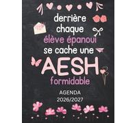 Agenda de Bord AESH 2026-2027: Cadeau AESH d'École Personnalisé | Planificateur Hebdomadaire avec 30 Fiches de Suivi des Élèves | Format A4
