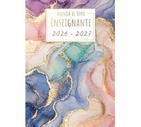 Agenda de Bord du Professeur 2026-2027: Marbre Pastel | Cahier de bord enseignant A4 | Planification de cours avec un tableau semainier (1 semaine sur 2 pages) pour l'année scolaire | Relevé de notes