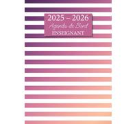 Agenda de Bord Enseignant: Carnet de Bord pour Professeur | Format A4 | Agenda Semainier Année Scolaire + Relevé de Notes | Couverture Rayures Pastel