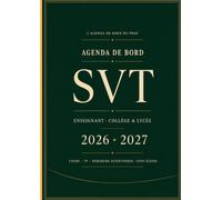 Agenda de Bord SVT | Enseignant Collège & Lycée A4: Séquences · TP · Progressions · Suivi élèves · Calendrier scolaire