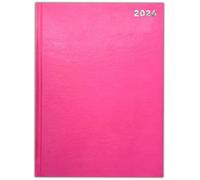 Agenda de bureau 2026 A4/A5/A6 - Un jour par page ou une semaine par page - Couverture arrière rigide reliée - Rose - A4