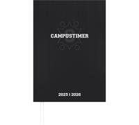 Agenda de campus 2025/2026 au format A5, pour étudiant, bloc-notes, noir, hebdomadaire Alpha Edition