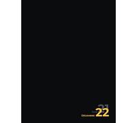 Agenda de juin 2021 à décembre 2022: Semainier, 21,59 x 27,94 cm, 2 Pages Par Semaine, Fond noir