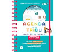 Agenda de ma tribu Mémoniak 2027 - une colonne par personne - 16 mois - septembre 2026-décembre 2027