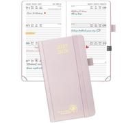 Agenda De Poche 2025 2026 Semainier 16,5 X 9 Cm D'août 2025 À Déc 2026 - Petit Planner Scolaire 17 Mois, Couverture Rigide Avec Intervalle Horaire, Papier 80g/M², Rose Clair